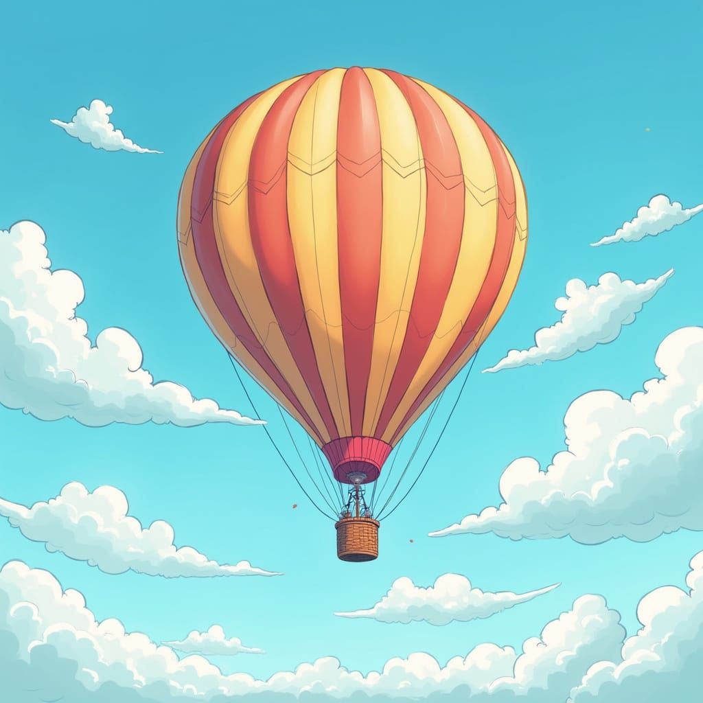 Vibrant Balloon Soars in Whimsical Sky