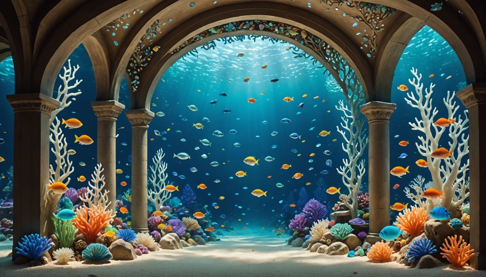 Frosted Sea Glass Underwater Sculptures in Storybook Style