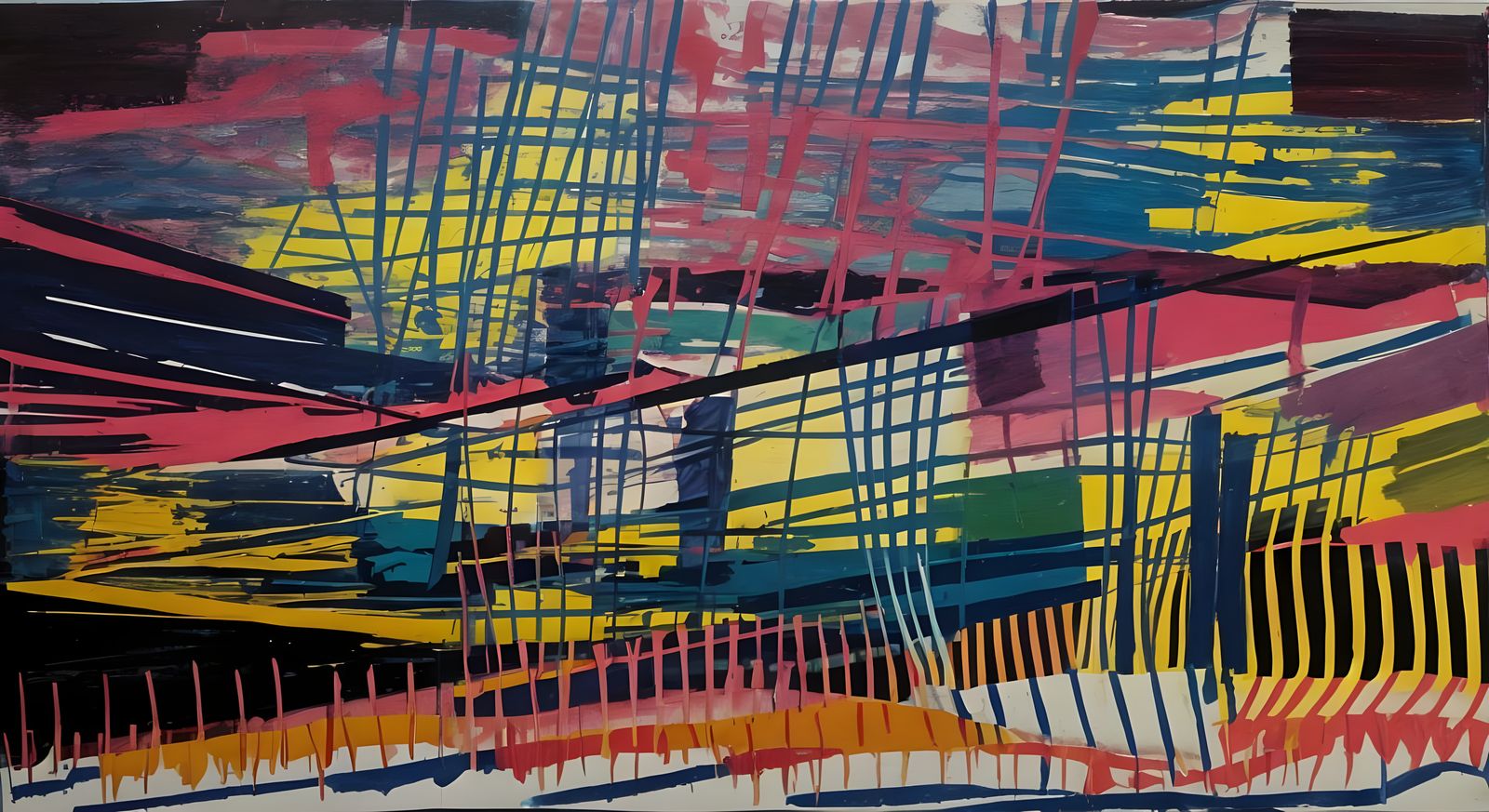 Abstract Colorfield Painting with Impasto Brushstrokes