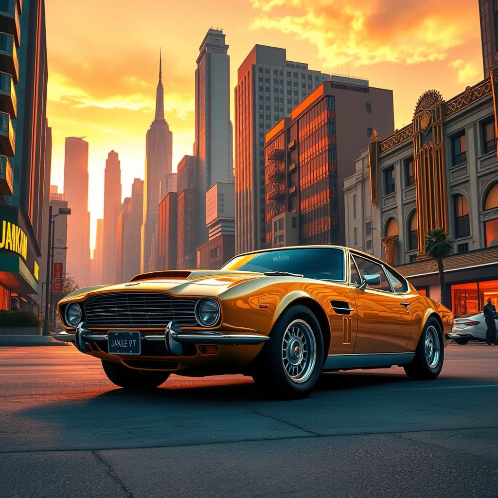 Gleaming 1970 Aston Martin in Urban Oasis