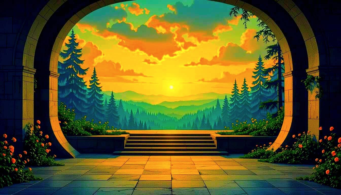 Dreamlike Fantasy Forest Landscape Cinematic Set Design