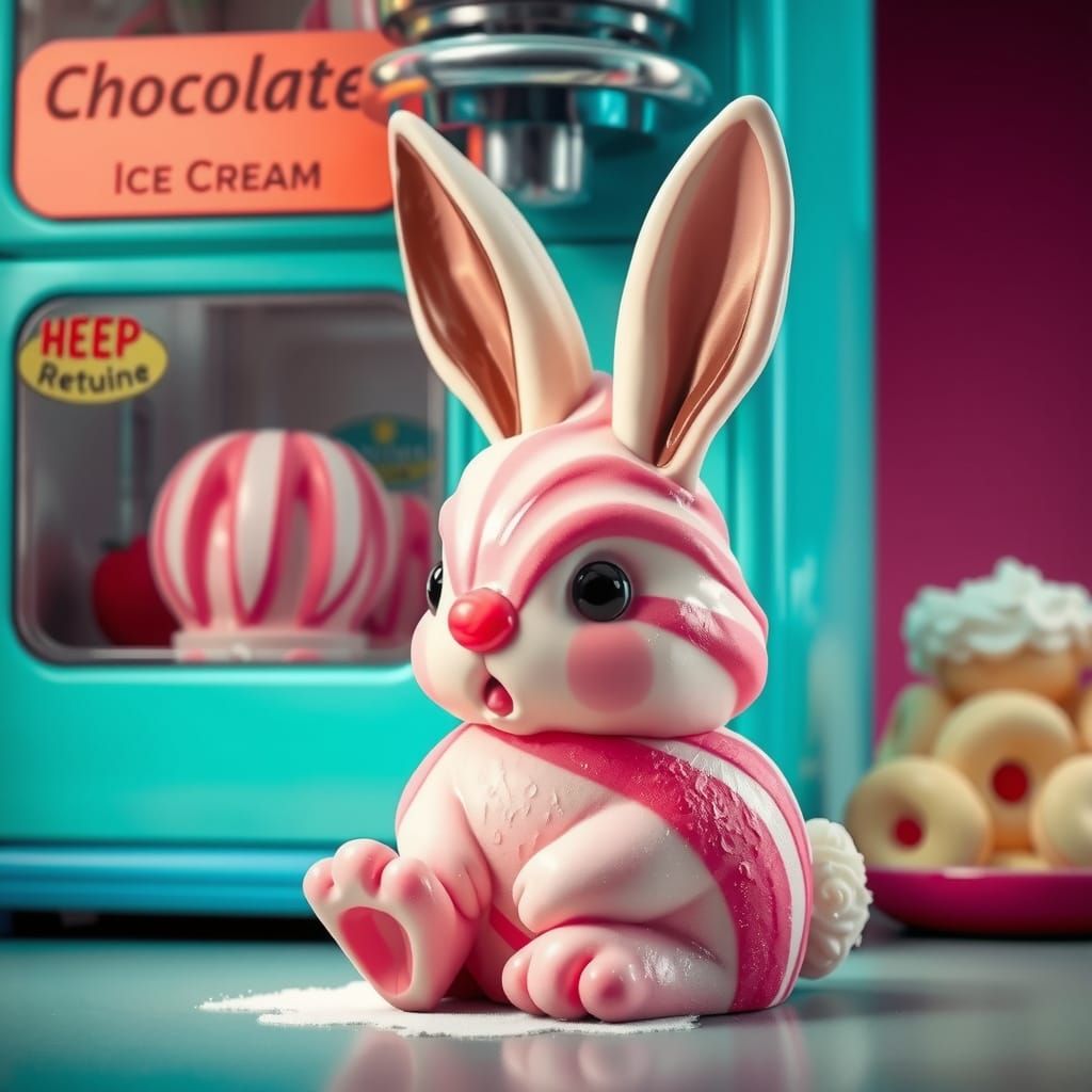 Ice Cream Bunny Under Pastel Machine
