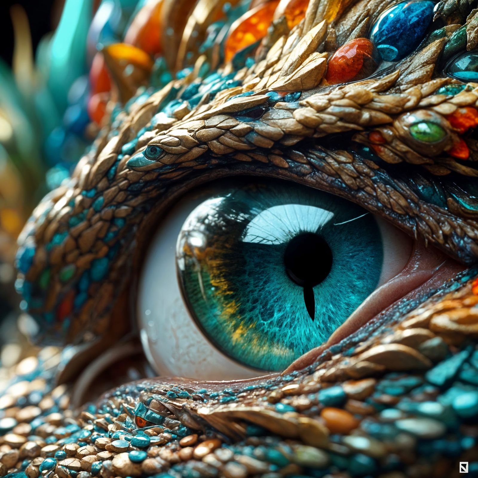 Dragon's Multichromatic Eye in Anime Style