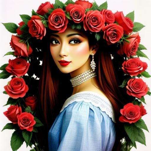 Beautiful Woman Enclosed in Giant Flower