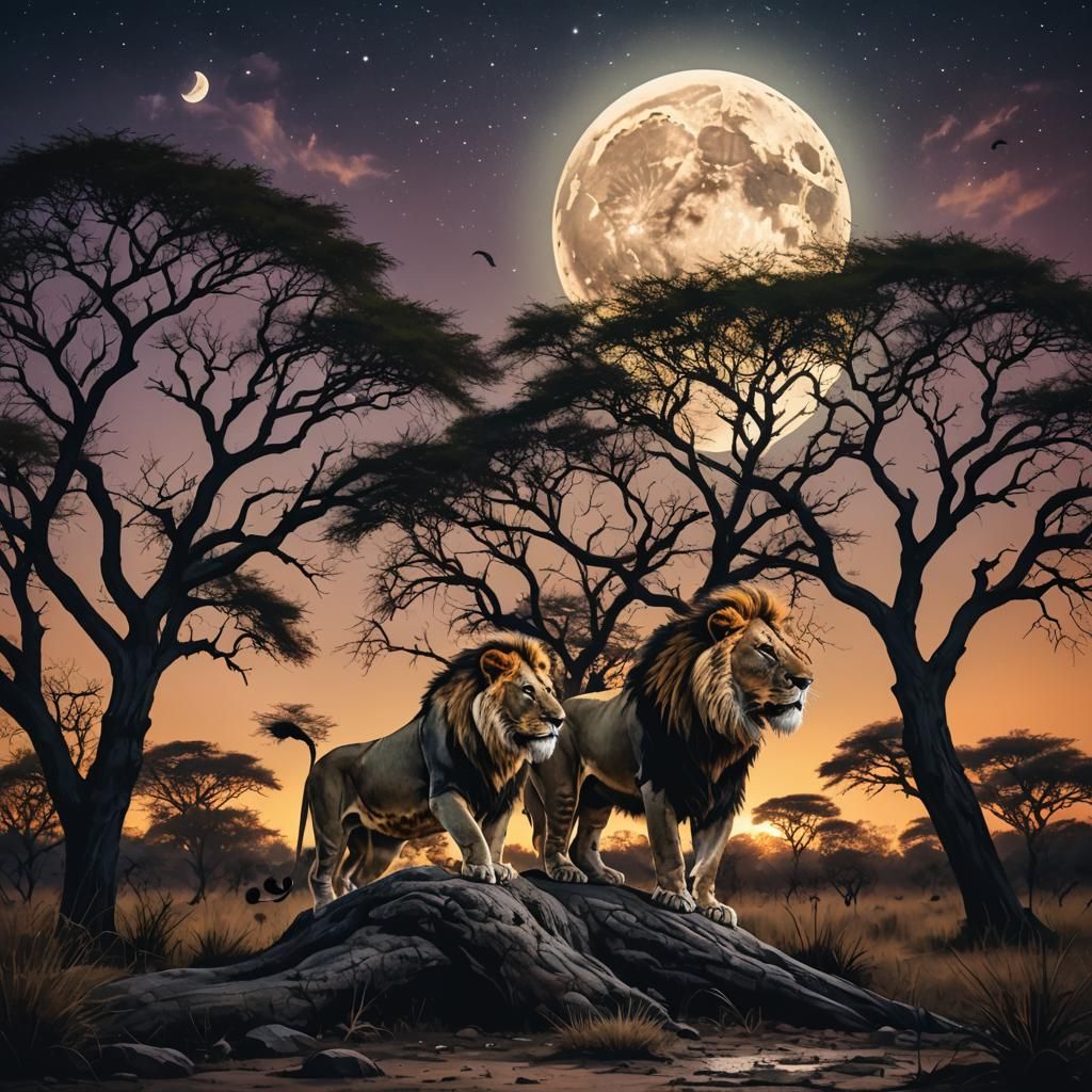 lions and african tree