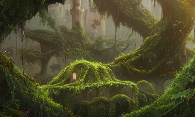 City Overgrown: A Detailed Fantasy Concept Art