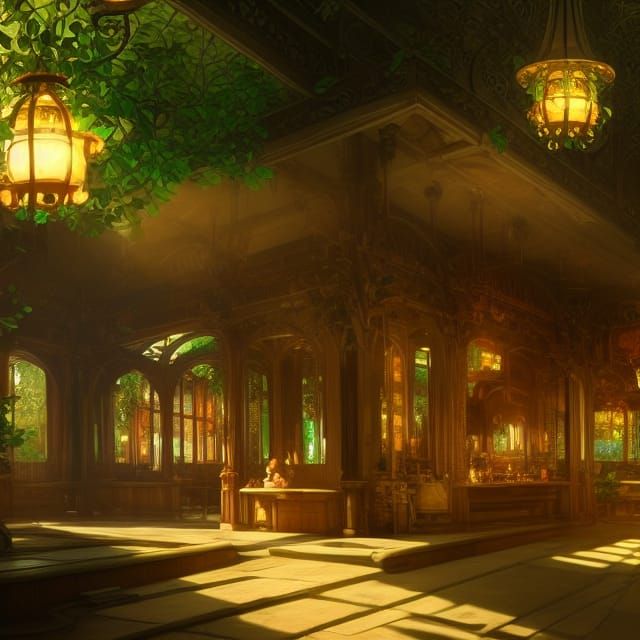 Enchanting Forest Tavern in Studio Ghibli Style