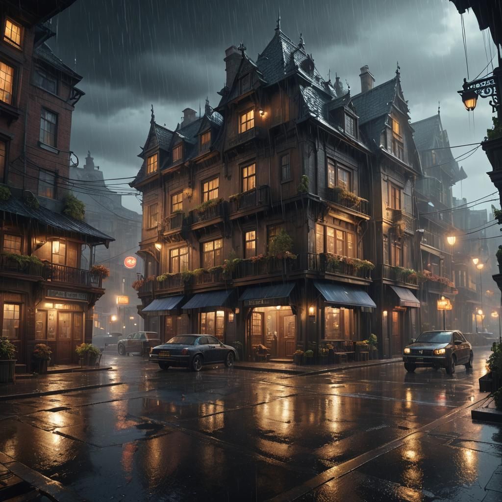 Detailed Rainy Night in Unreal Engine 5