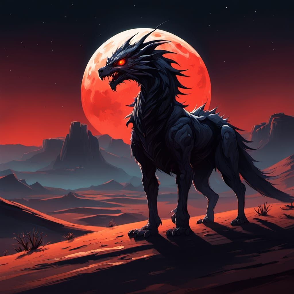 Eerie Chupacabra Hunts in Moonlit Desert