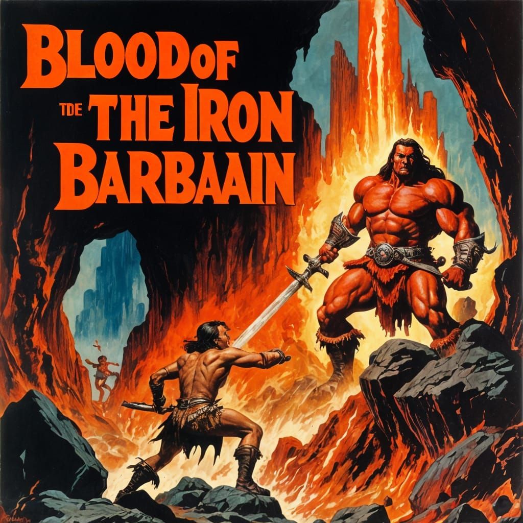 Iron Barbarian vs Molten Golem in Fiery Cavern