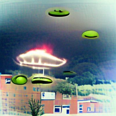 UFO Stealing a Tractor Beam in Cartoon Style