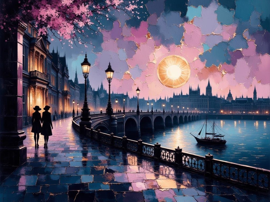 Victorian Thames Cityscape at Dusk