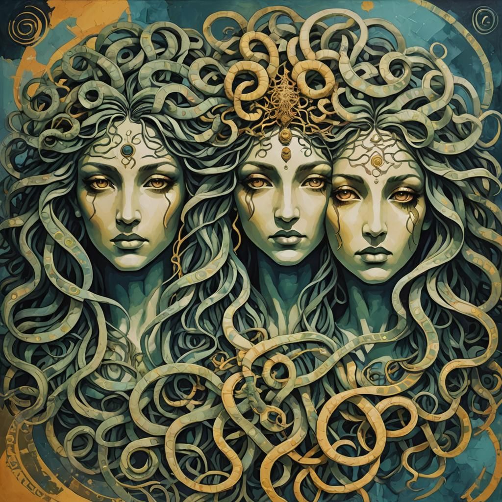 Mystical Goddess Priestesses in Abstract Art