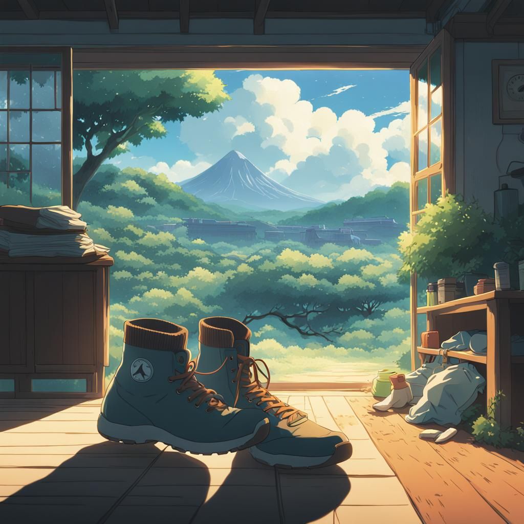 Lonely Sock in Studio Ghibli Anime Style