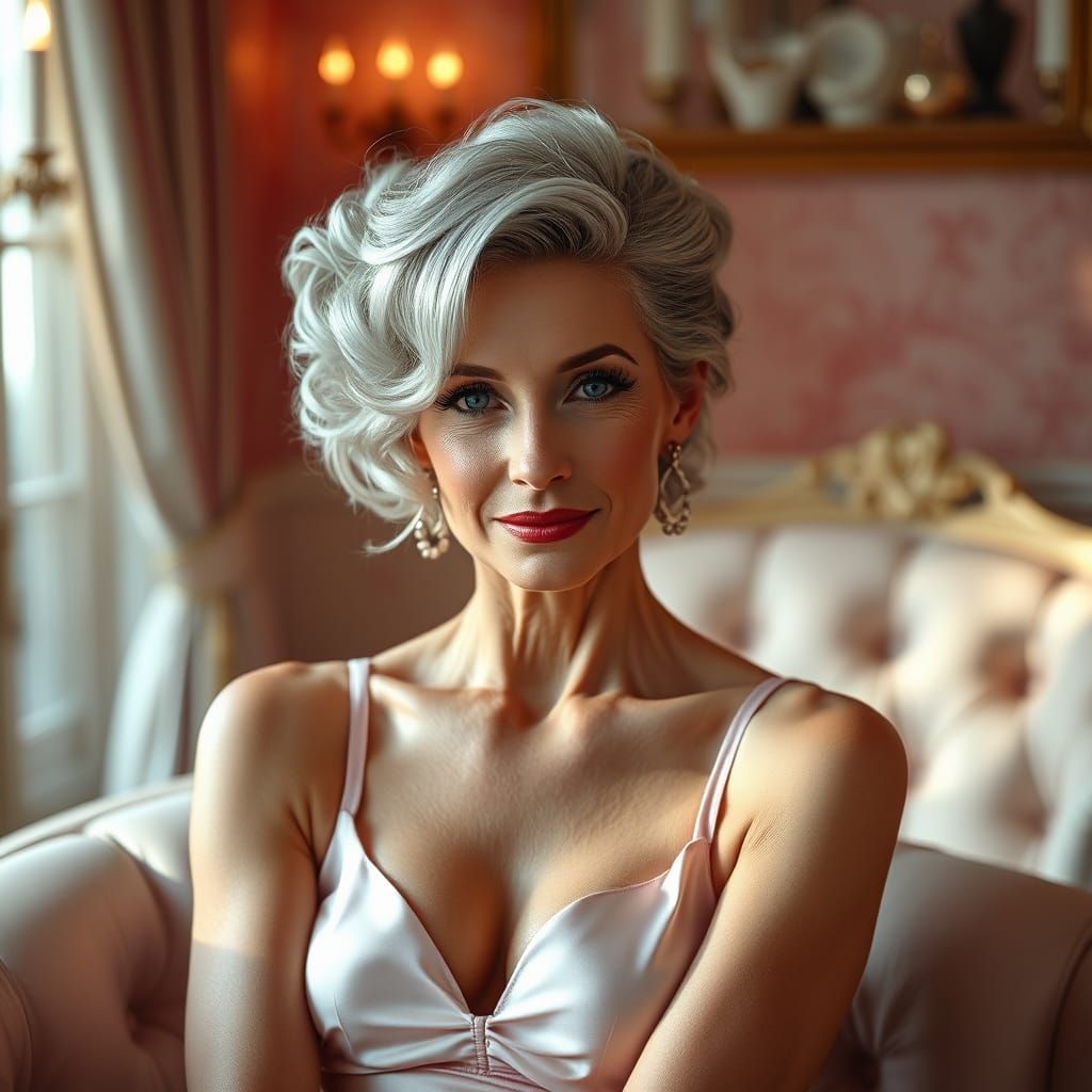 Elegant Woman in Pink Silk: Hyperrealistic Fashion Photograp...