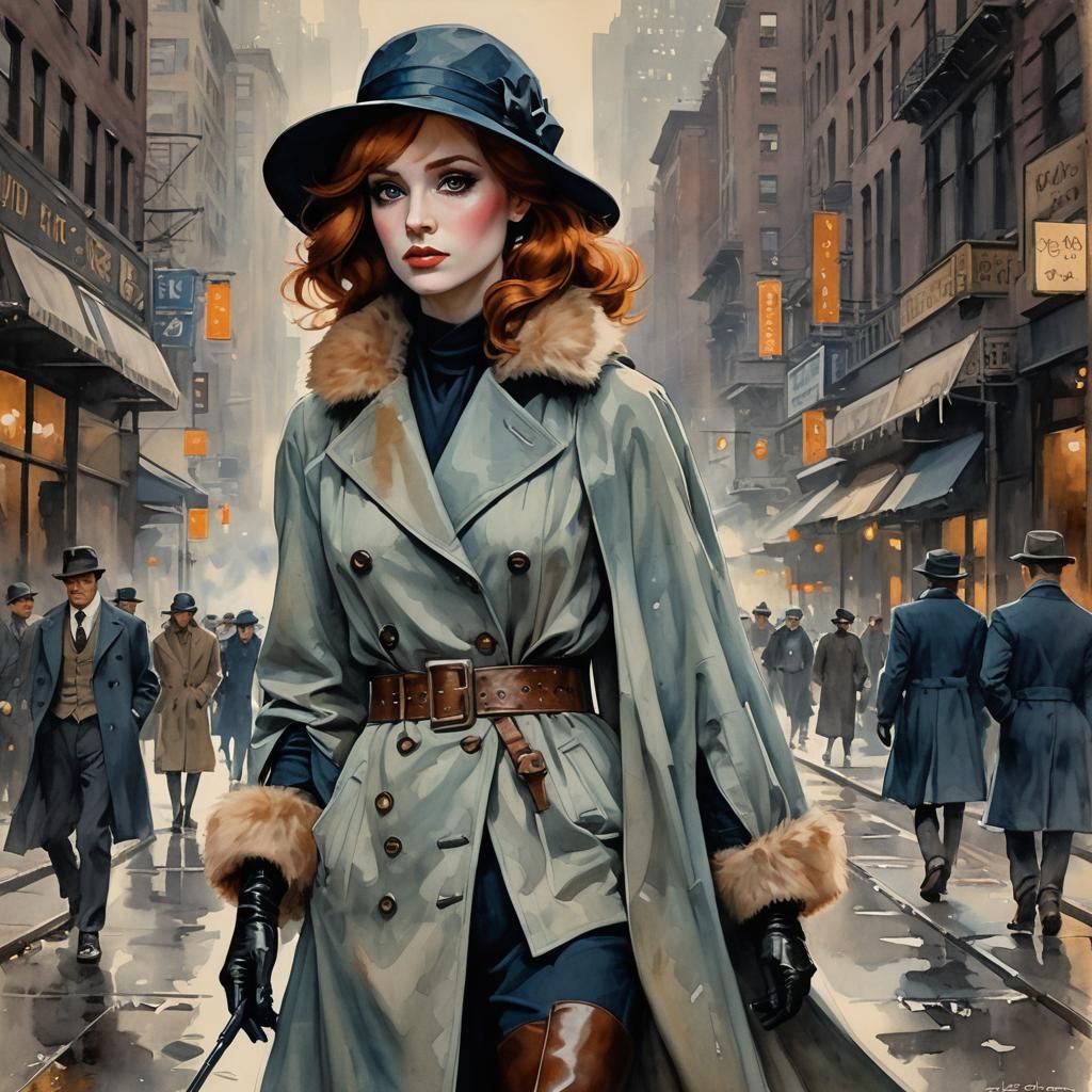 Mara Jade as Detective: Gouache Portrait in New York