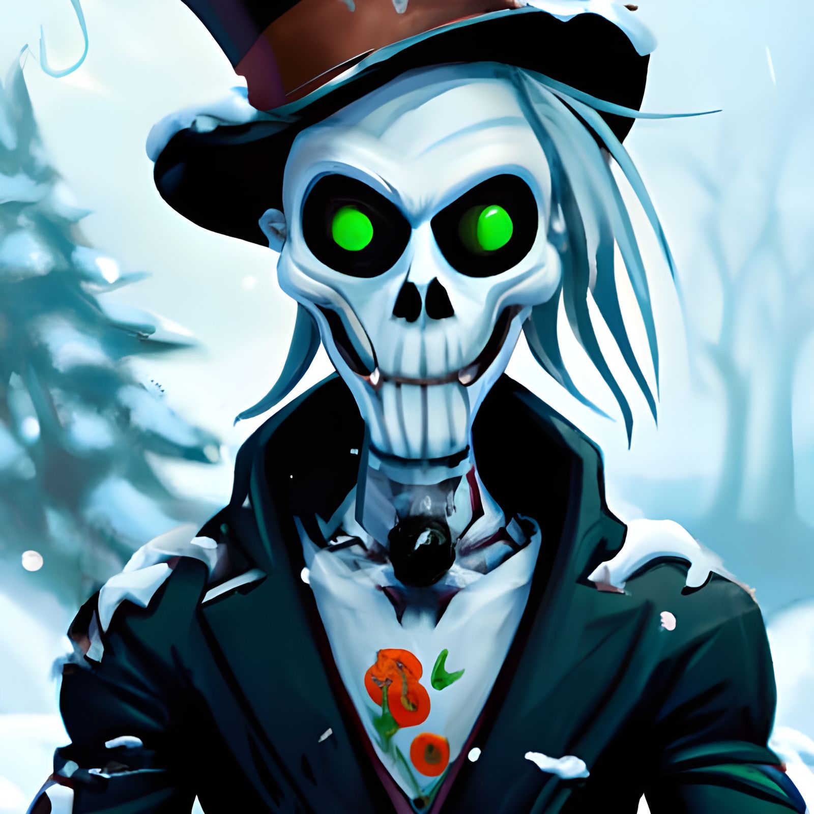 Jack Skellington Christmas Portrait in Art Nouveau Style