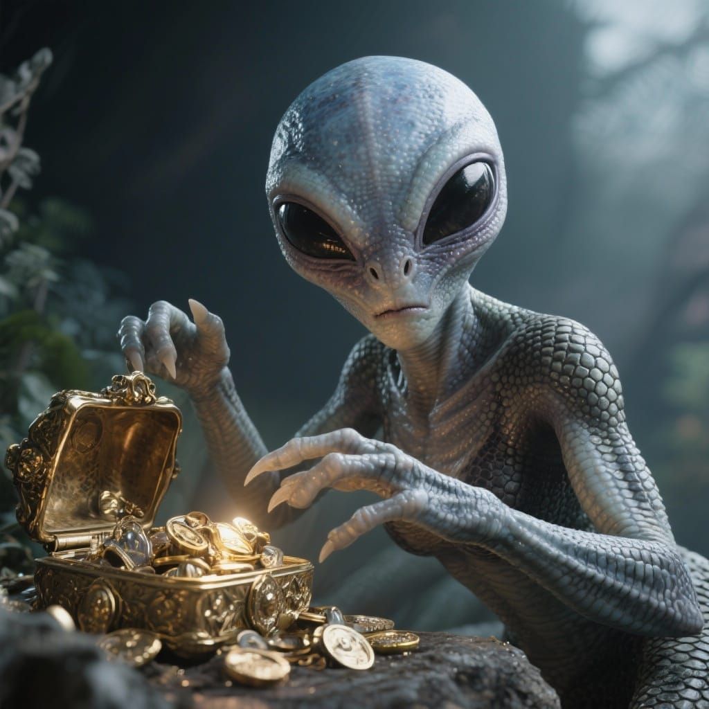 Reptilian Alien Guardian of Treasure