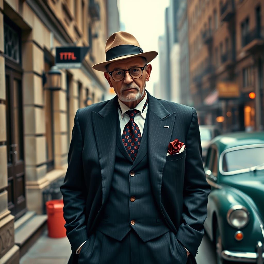 Vintage Gangster Cool Cat in 1930s NYC