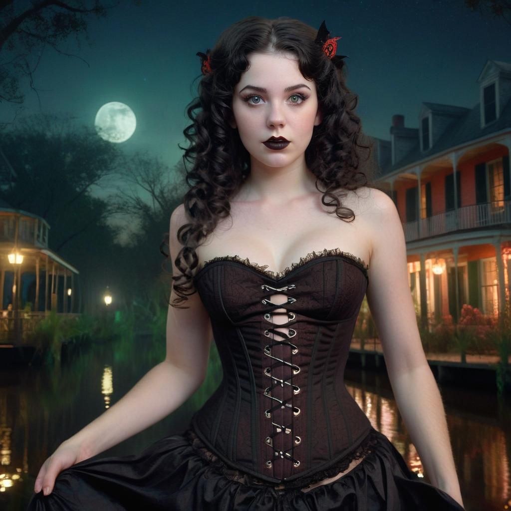 New Orleans Witch Casting Magic in the Bayou