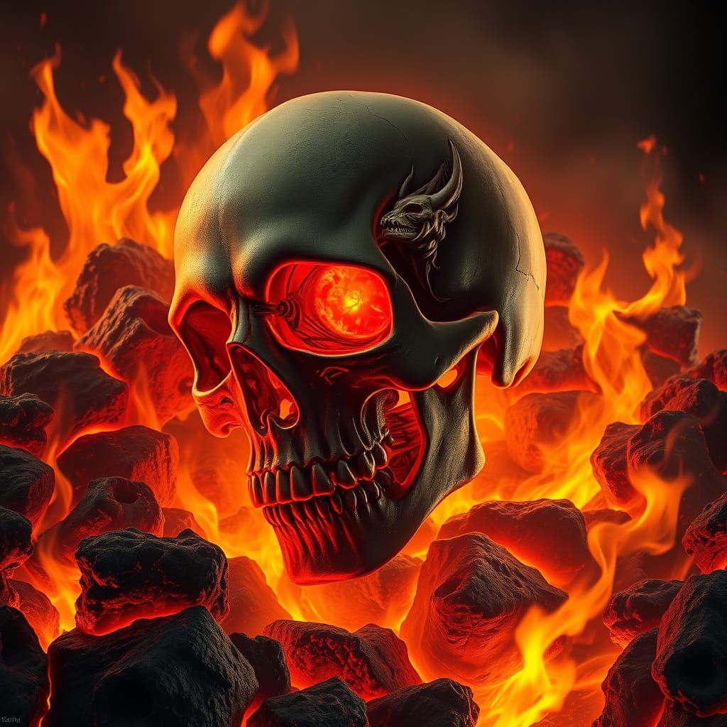 Lava Skull in Dark Biomechanical Style