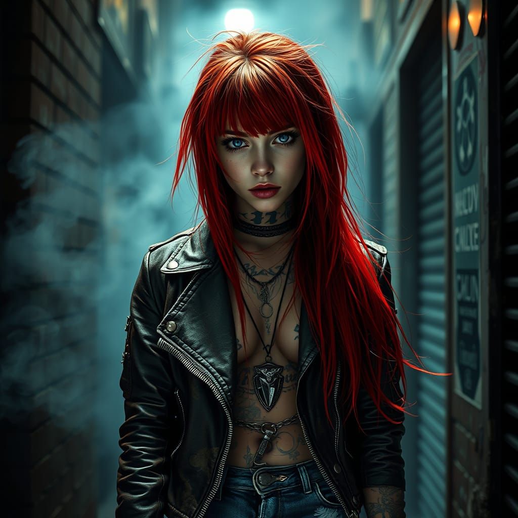 Androgynous Portrait with Red Hair and Piercings