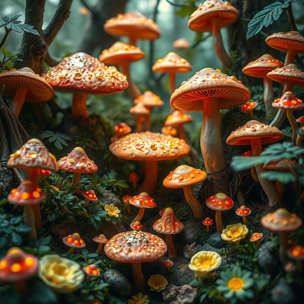 Glowing Mushroom Jungle Inspired by Digital Art
