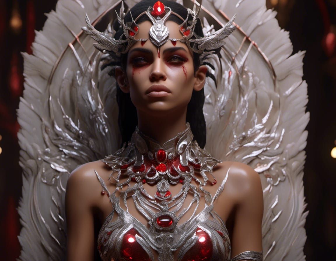 Akasha, Vampire Queen with Angel Wings, Realistic Painting
