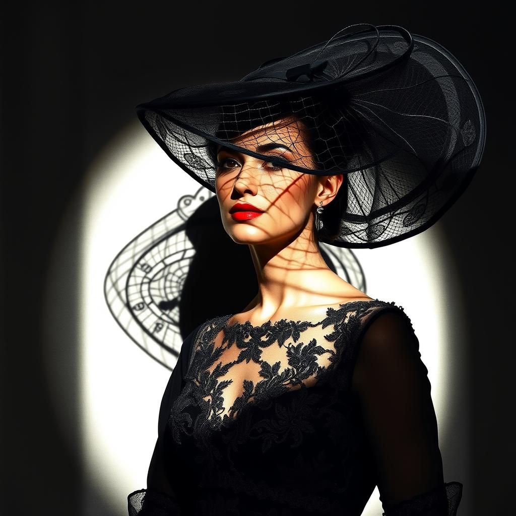 Elegant Woman in Black Hat, Abstract Expressionism