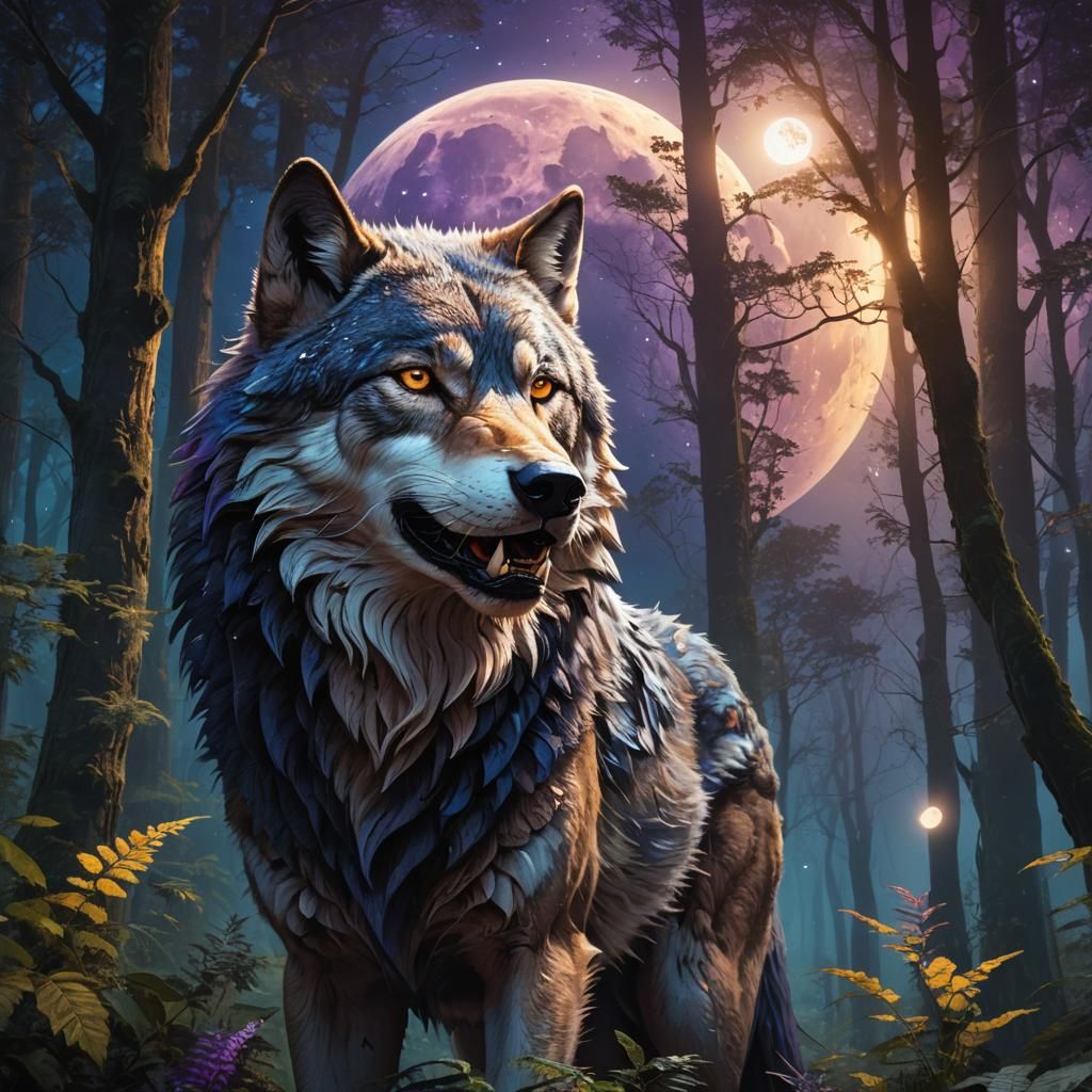 Wolf with Moon: Fantasy Concept Art
