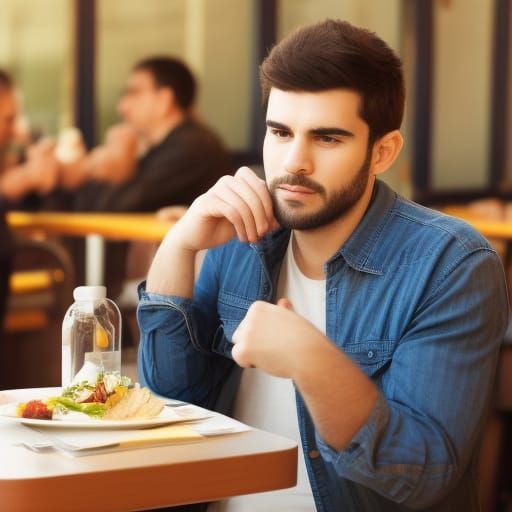 Wistful Man Alone in Diner: Evocative Portrait