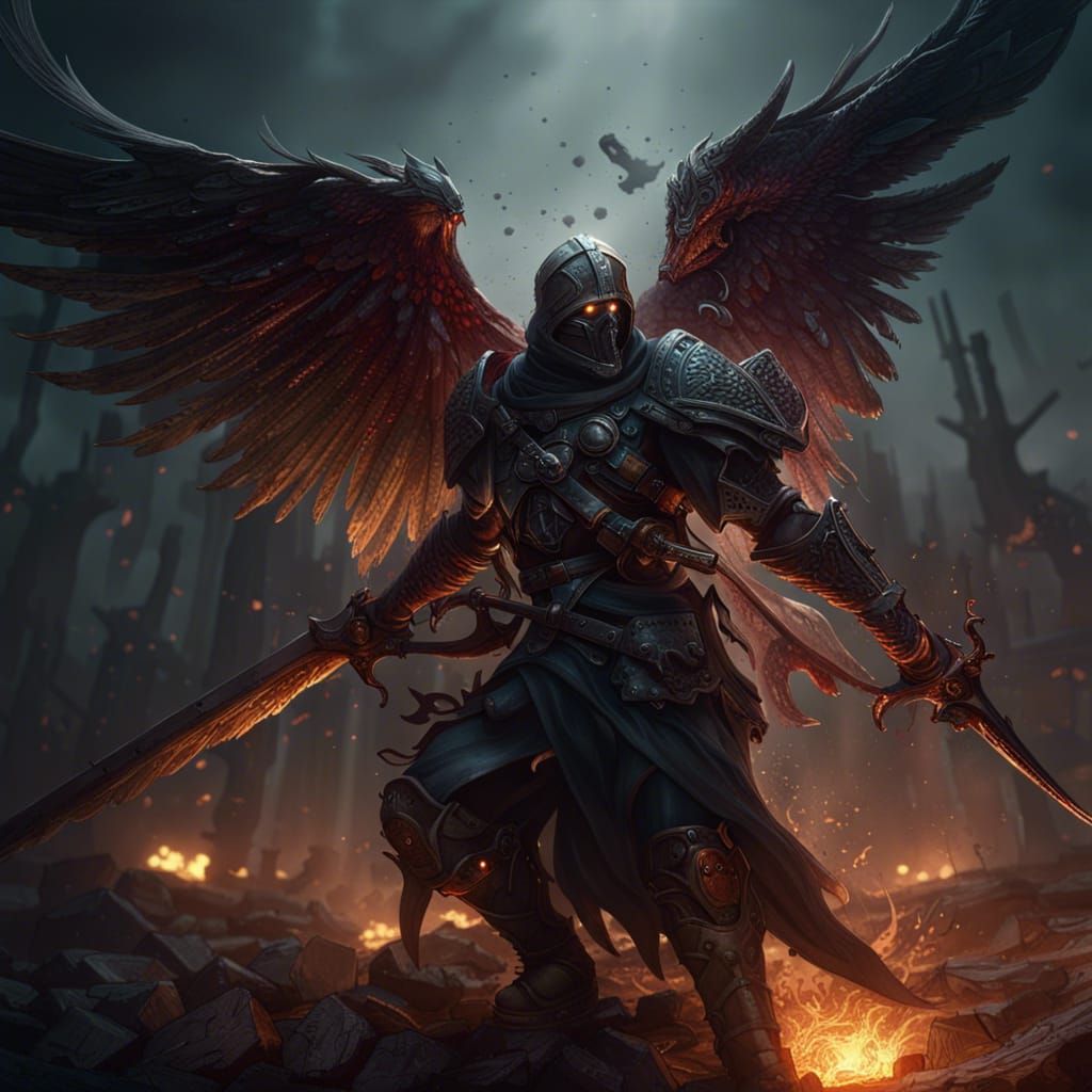 Epic Battlefield Warrior in Dark Fantasy Style