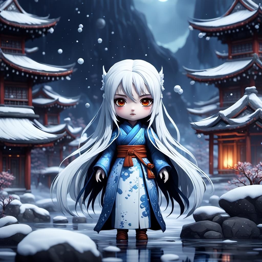 Charming Chibi Yuki Onna Fantasy Art