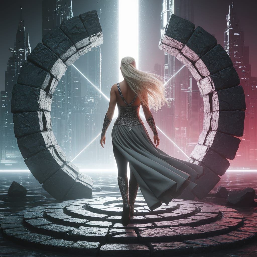 Norse Goddess Enters Cyberpunk City Portal