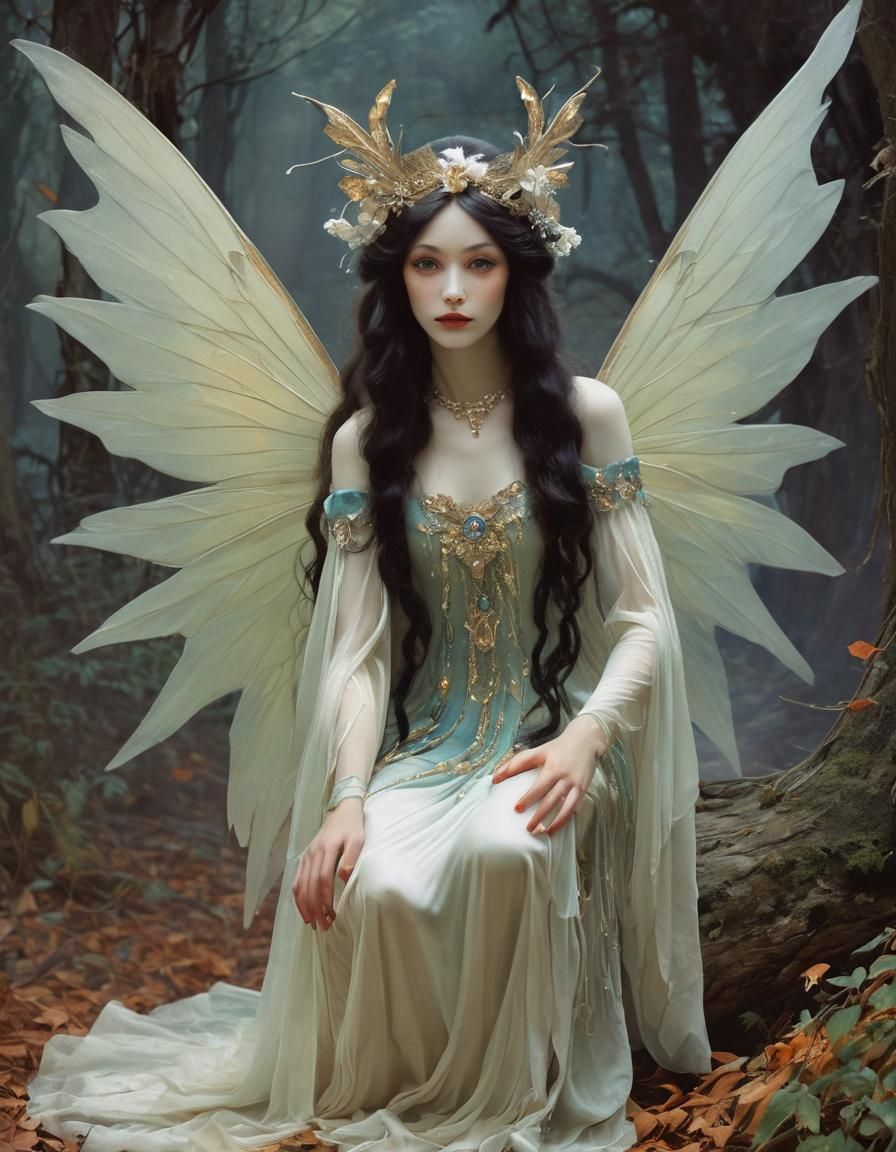 Ethereal Fairy Queen in Golden Age Illustration Style