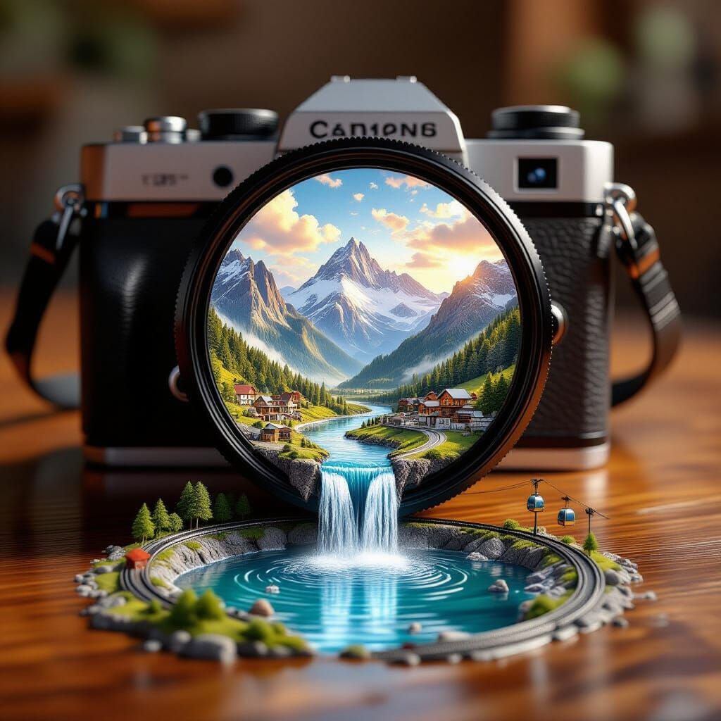 Miniature World Inside Camera Lens