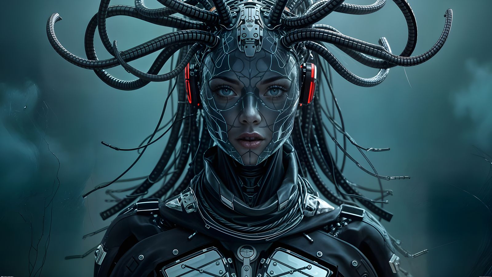 Striking Female AI with Visible Endoskeleton