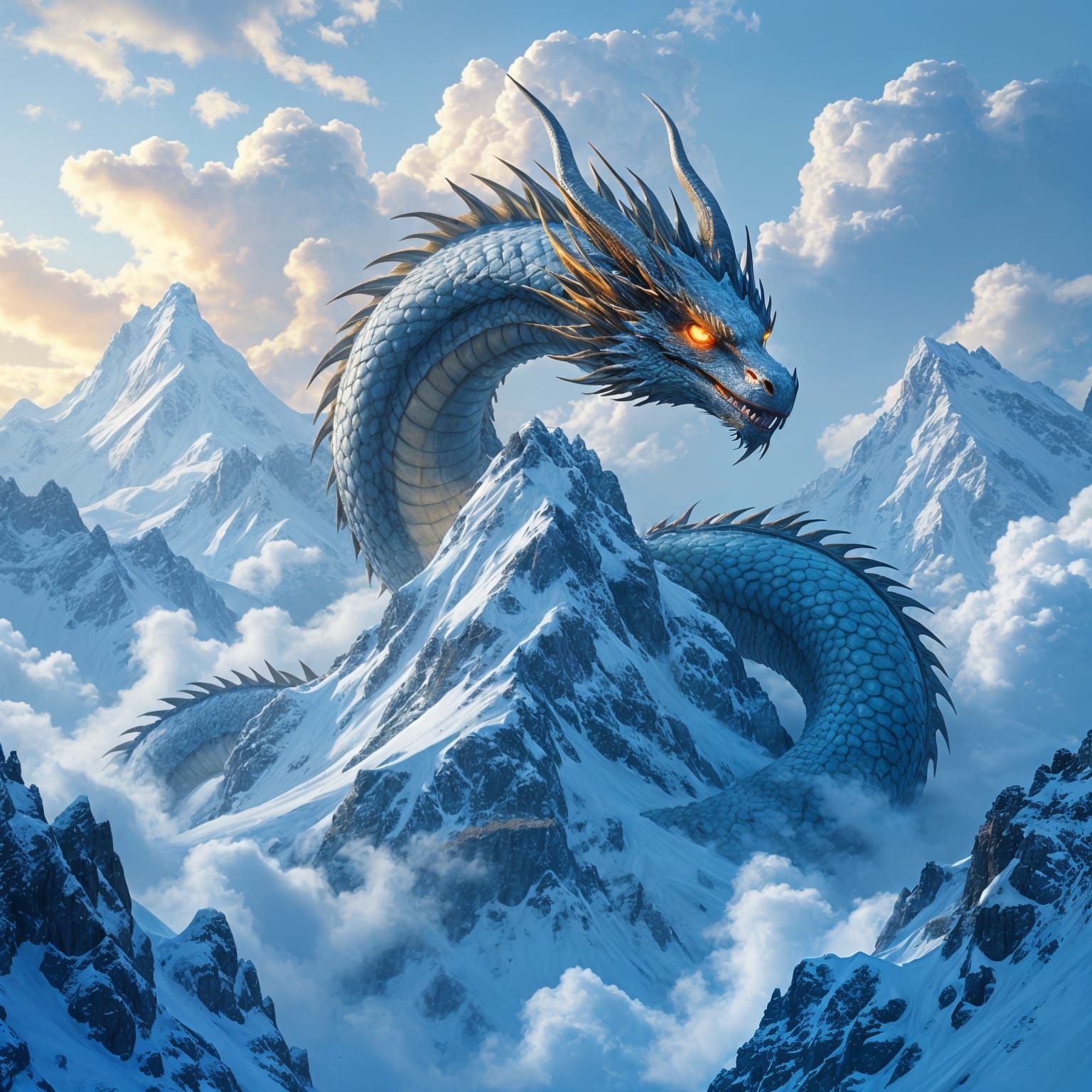 Majestic Mountain Dragon Soaring High