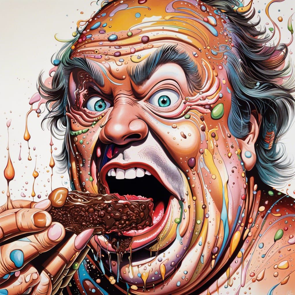 Psychedelic Chocolate Indulgence: Detailed Vector Art