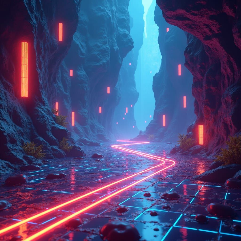 Futuristic Neon Geometry Dash Level in Unreal Engine 5