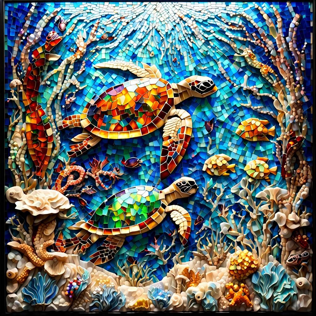 3D Underwater Mosaic Scene 🐢