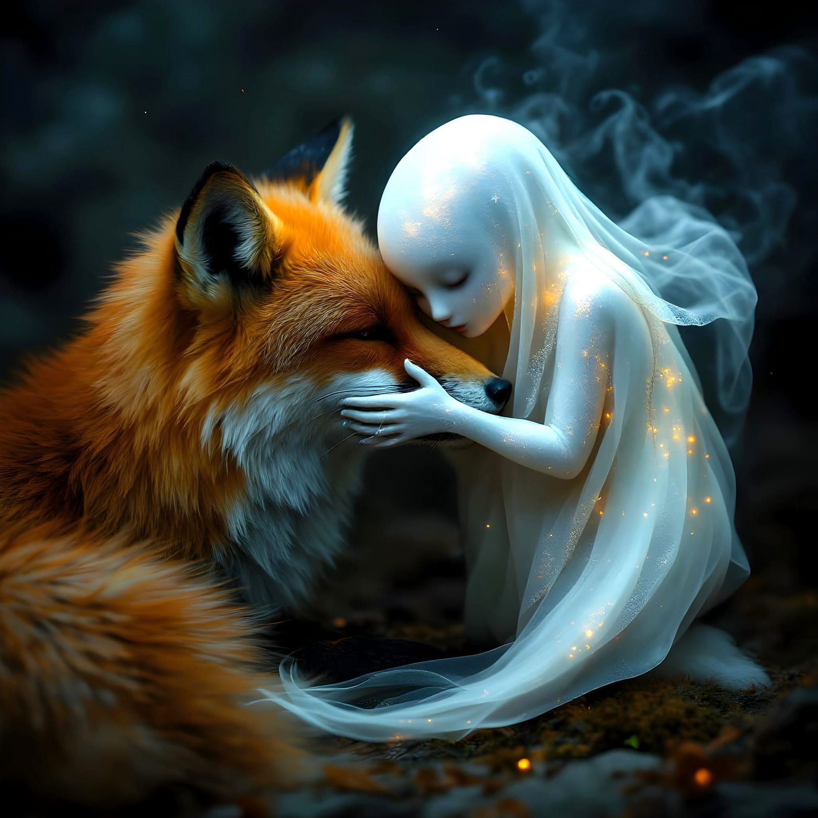 Ghostly Fox Embrace: Northern Renaissance Style