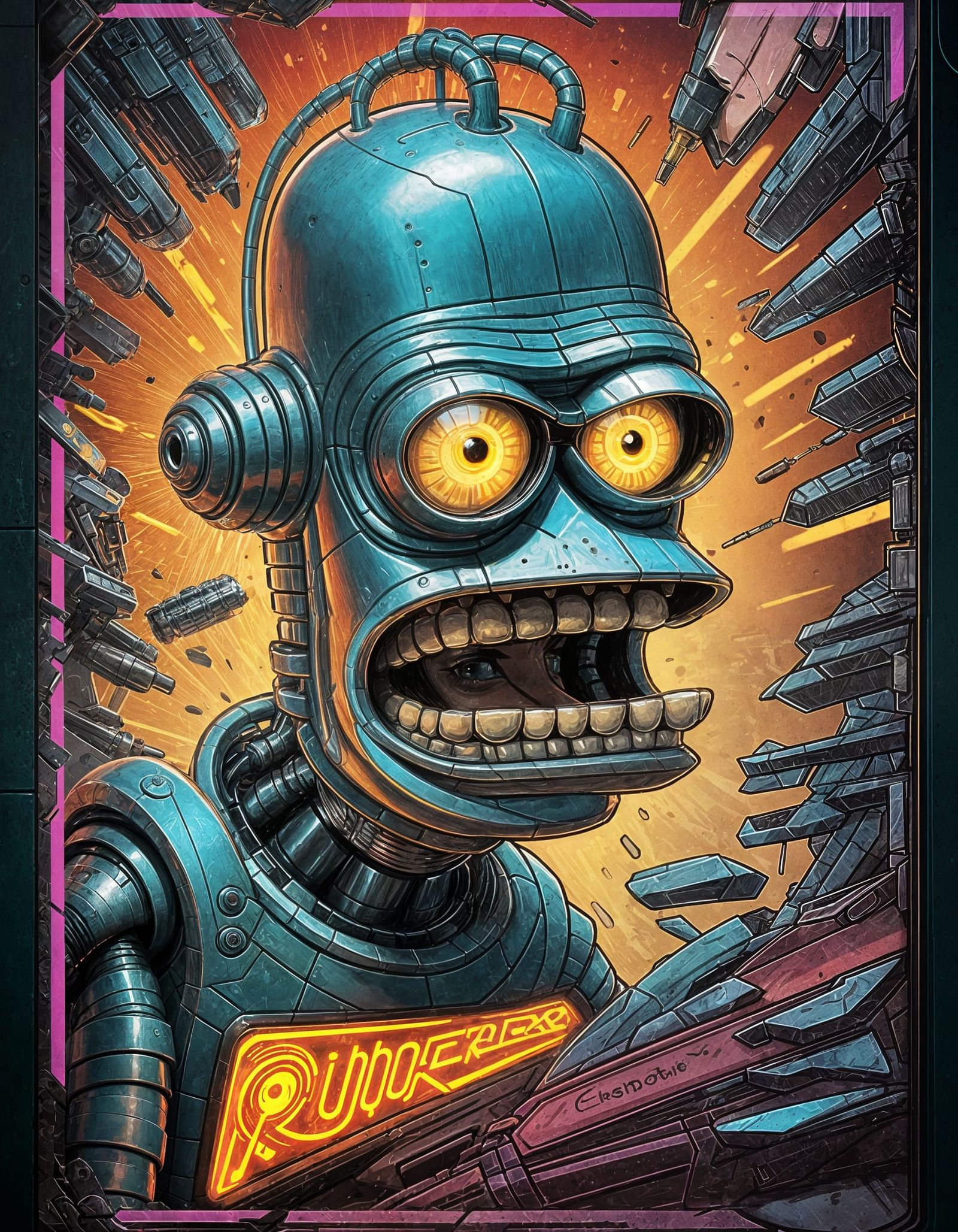 Angry Bender Bending Face Emoji Wallpaper