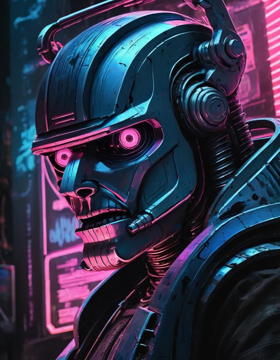 Angry Bender Sci-Fi Portrait in Cyberpunk Style