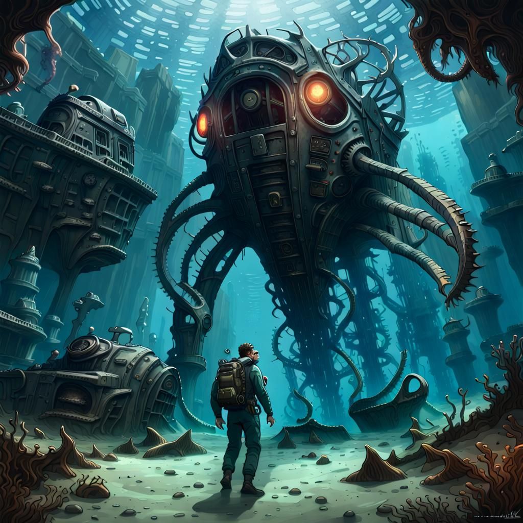 Lovecraftian Engineer Repairs Starship Wreckage Underwater