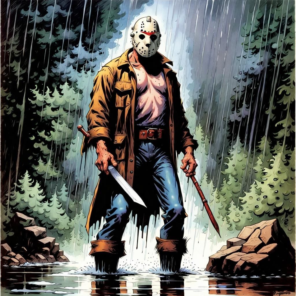 Jason Voorhees in the Rain: 80s Horror Comic Art