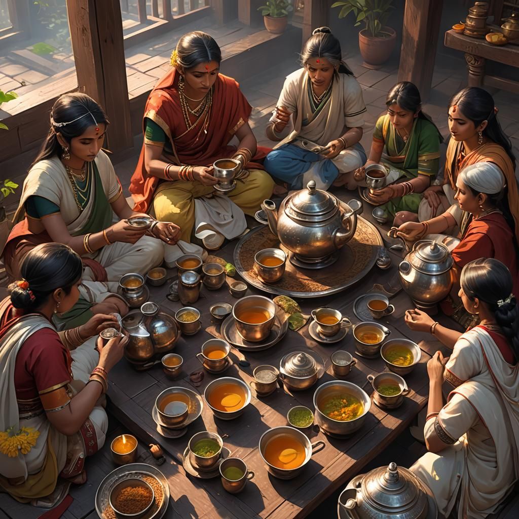 Indian Tea Ritual in 3D Anime Art Style
