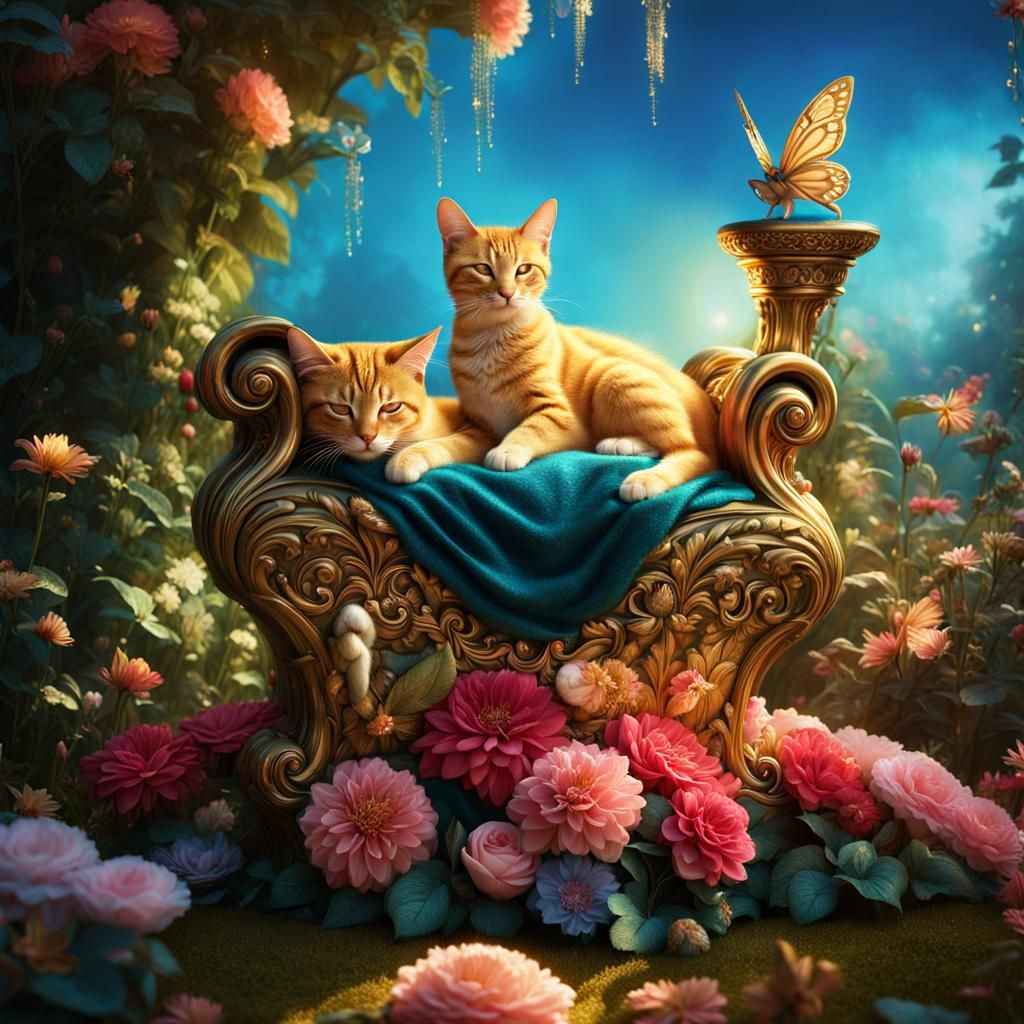 Fairy and Cat on Lavish Throne