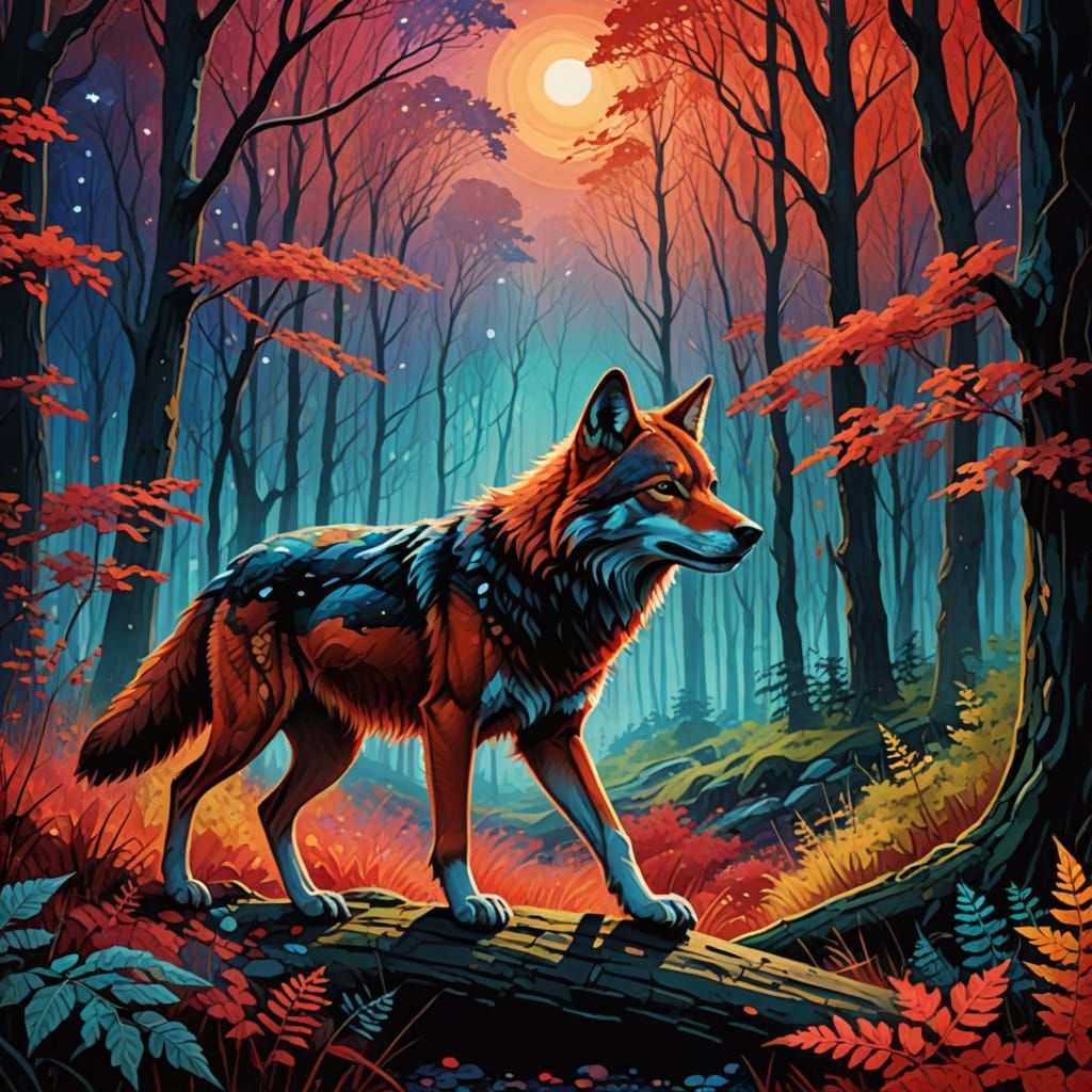 Ethereal Cosmic Hunter in Vibrant Dreamscape