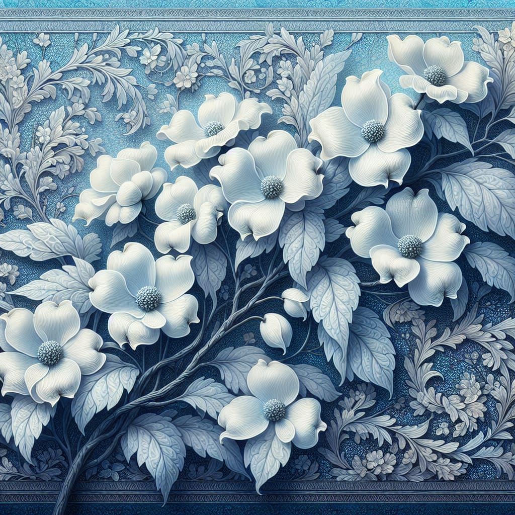 Ethereal Baroque Floral Wreath in Soft Cerulean Hues